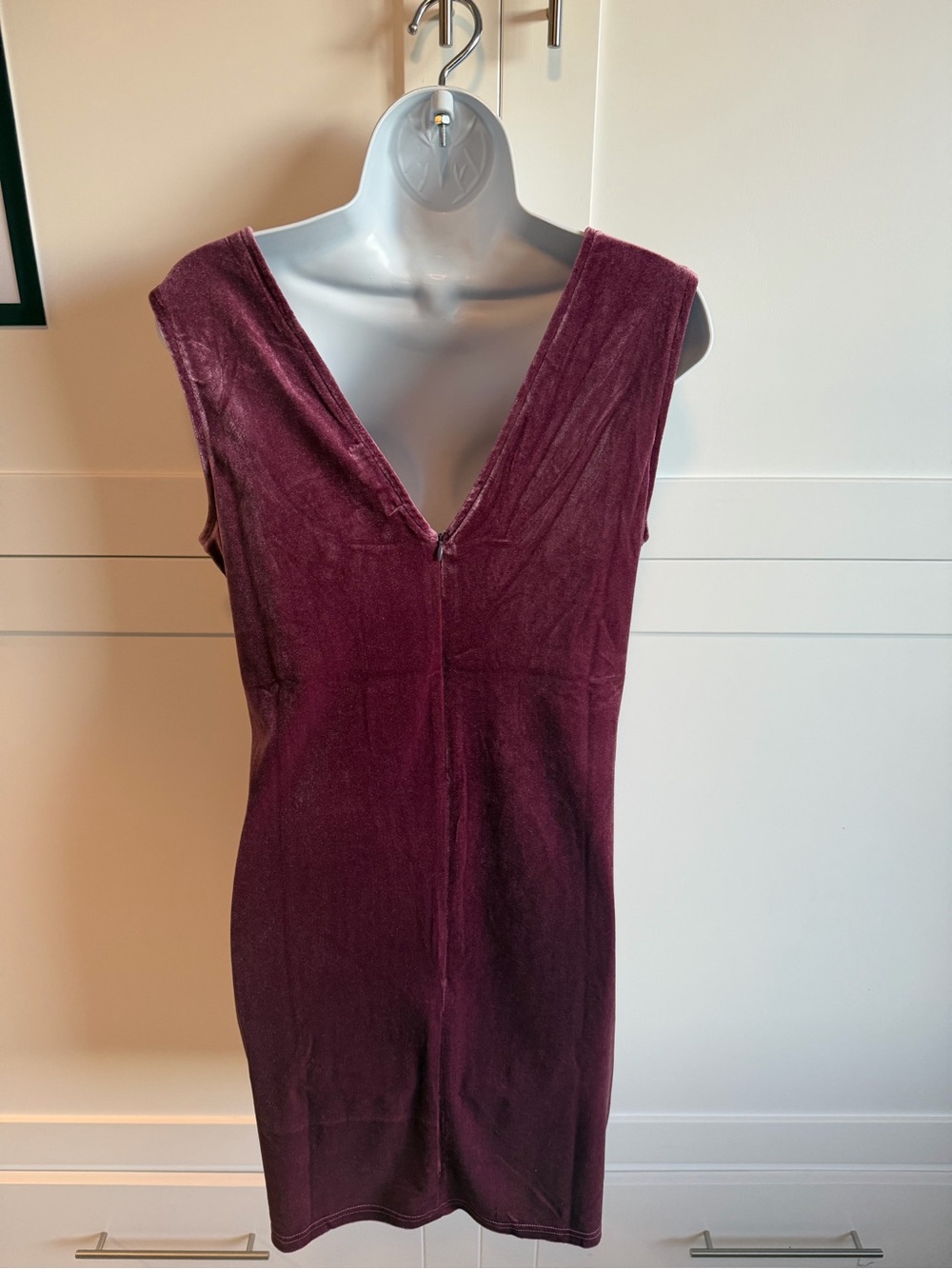 Steve Madden Velvet Mini Dress Burgundy Sleeveless | Soft Stretch Party Dress - Picture 8 of 10